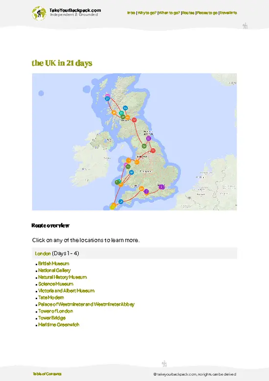 example page 4 from our offline Travel Guide for United Kingdom